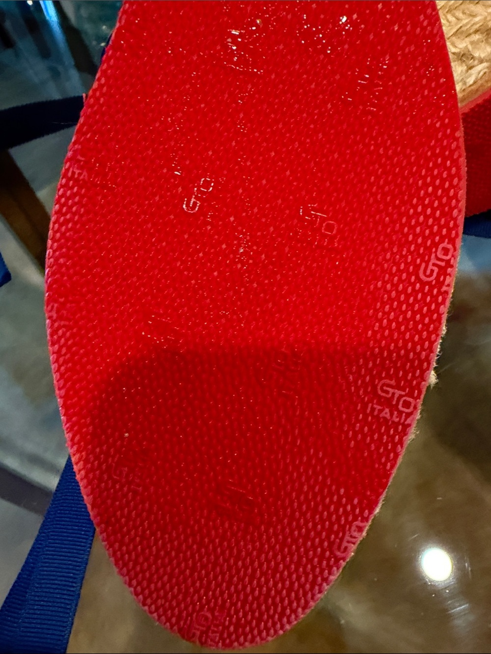 Christian Louboutin Navy Ribbon Espadrille Wedge with Embroidered Toe - Picture 7 of 7